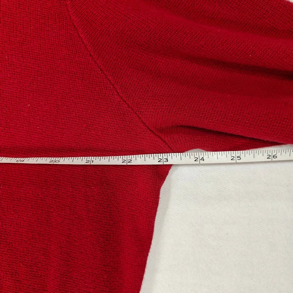 Tommy Hilfiger Mens Red Quarter Zip Cotton Knit Sweater Large Flag Logo Striped